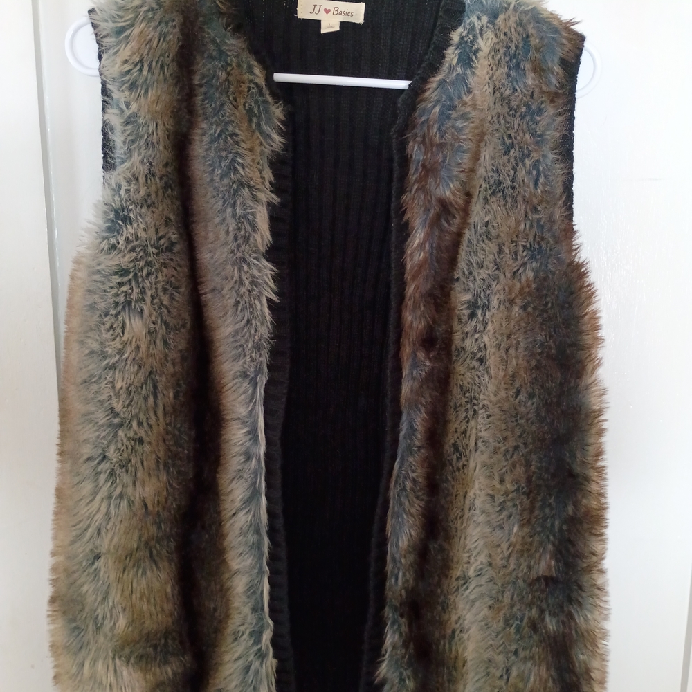 Faux Fur Vest in Brown and Black
